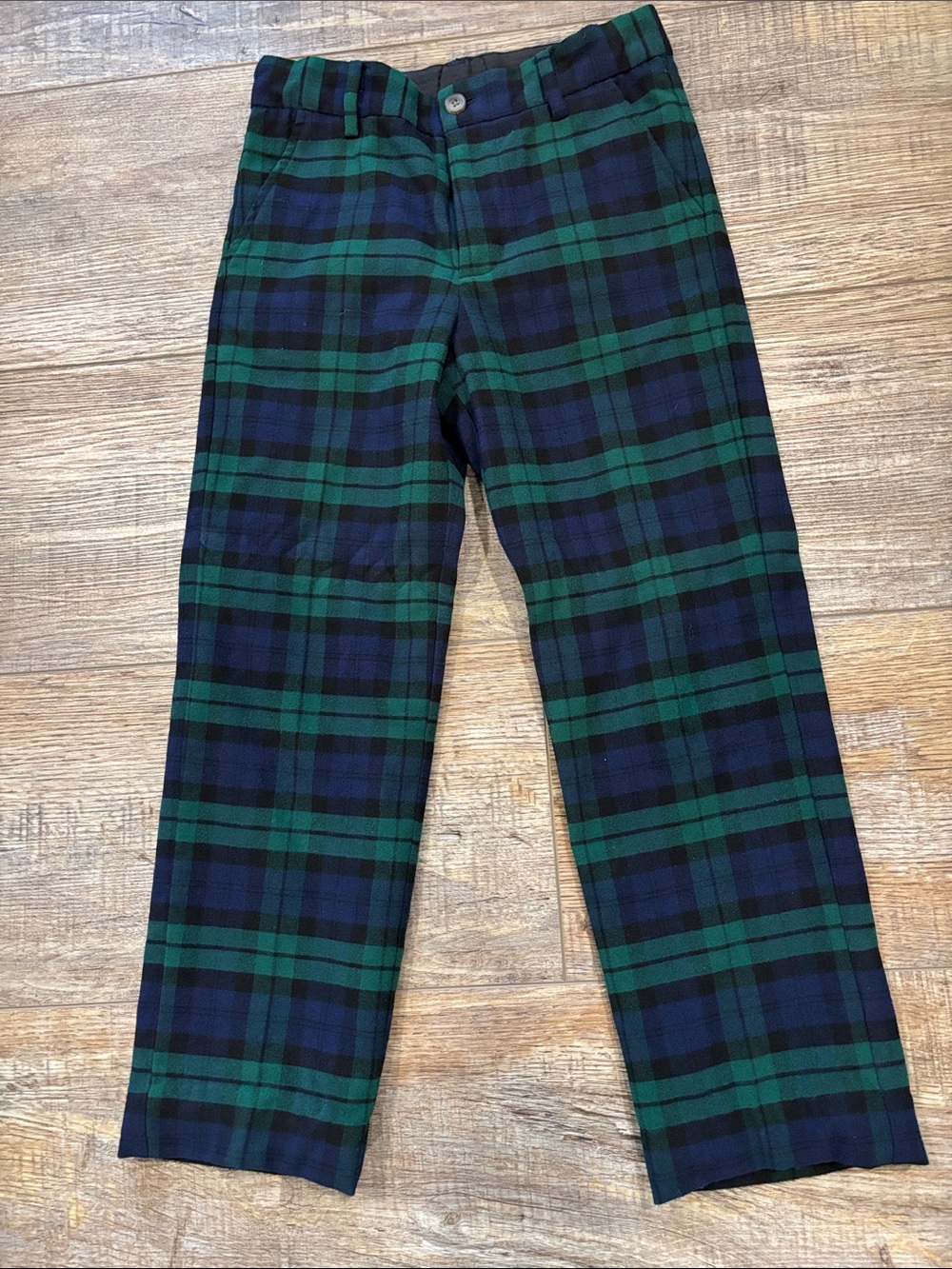 Janie and Jack boys dress pants, blue/green/black plaid, size 8